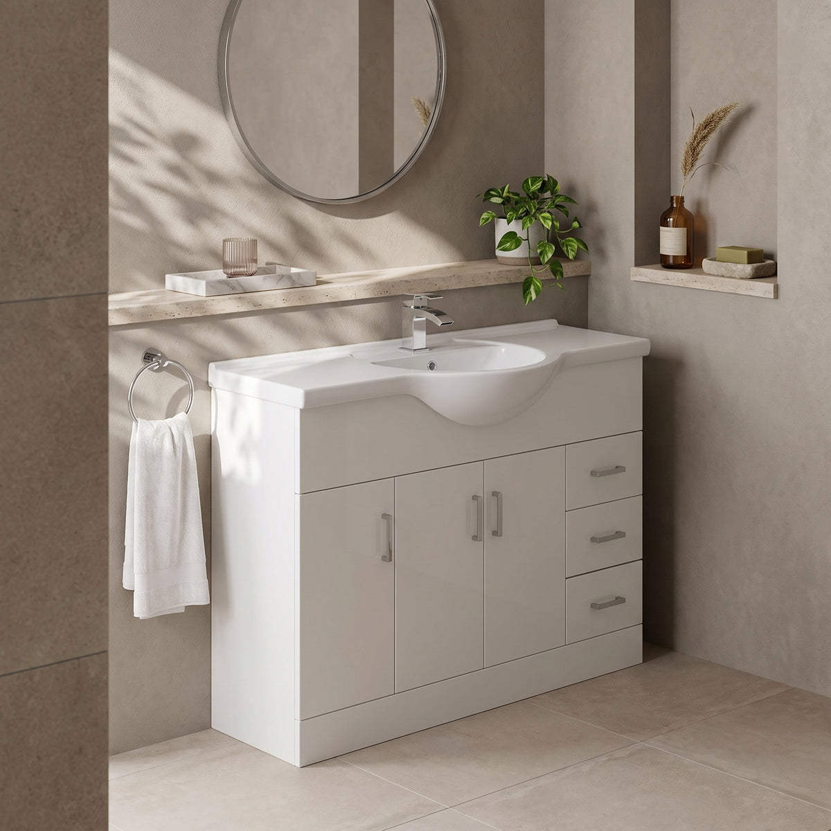 Fairford Opto 1200mm Gloss White Vanity Unit