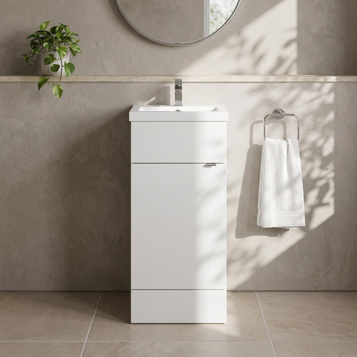 Fairford Union 400mm Full Depth Gloss White Vanity Unit