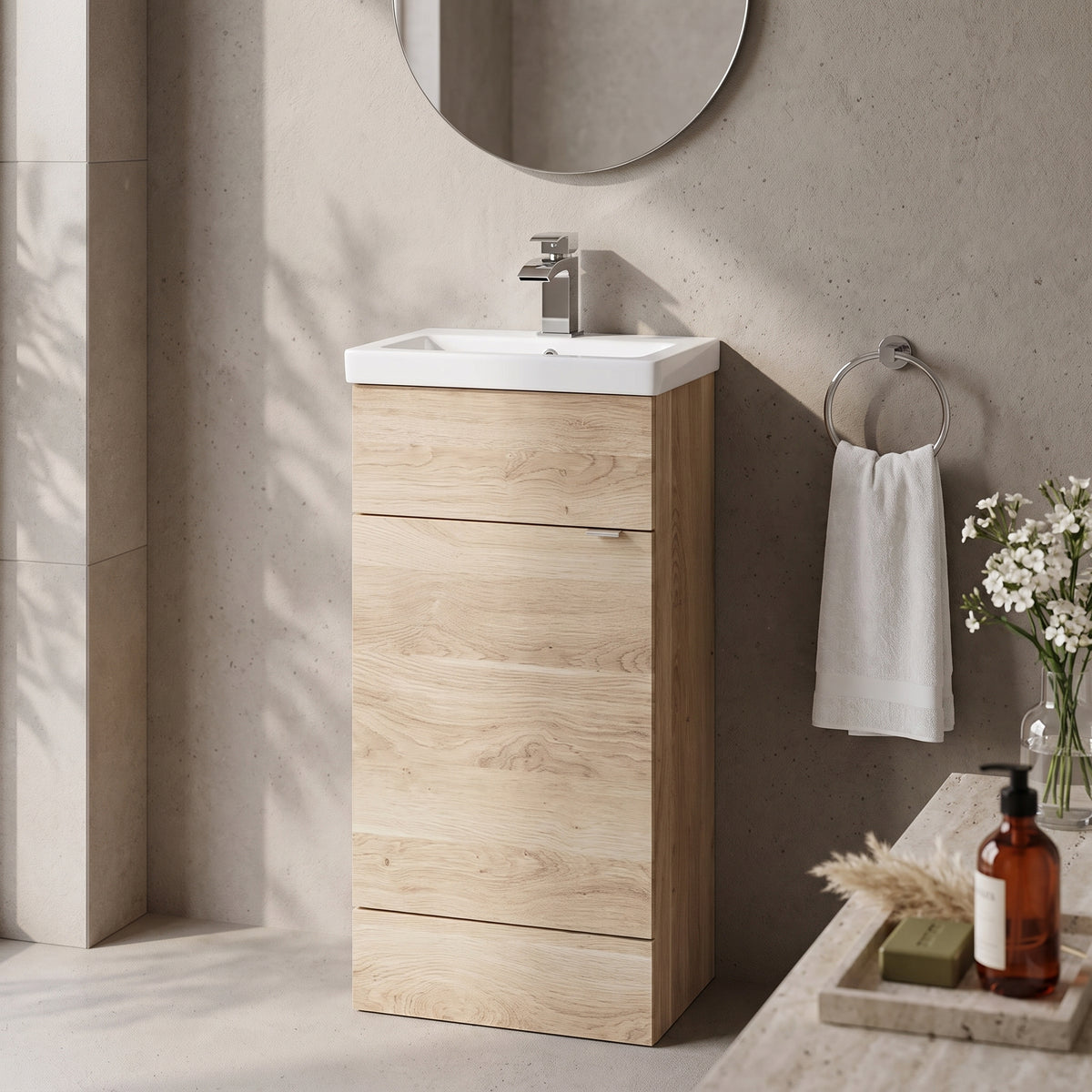 Fairford Union 400mm Bleached Oak Slimline Vanity Unit
