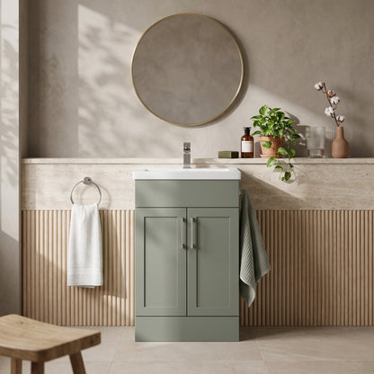 Fairford Union Style Shaker Matt Lux Green 500mm Slimline Vanity Unit