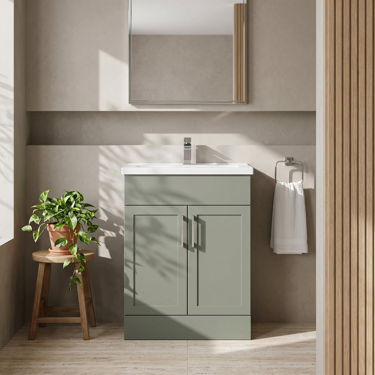 Fairford Union Style Shaker Matt Lux Green 600mm Full Depth Vanity Unit