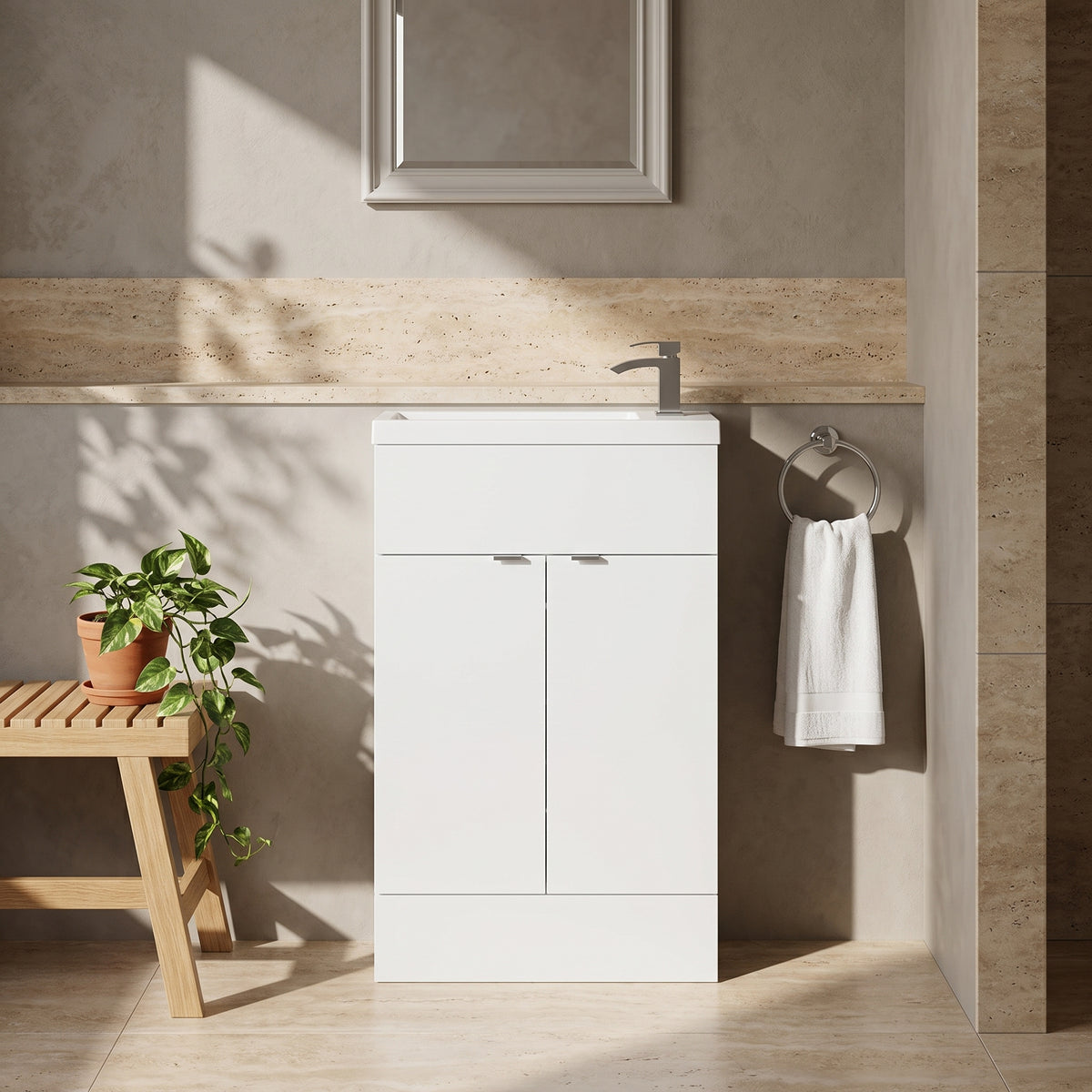Fairford Union 600mm Slimline Gloss White Vanity Unit