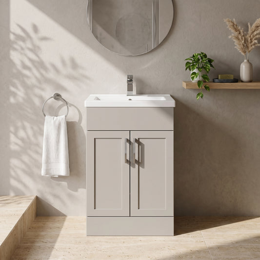 Fairford Union Style Shaker Matt Stone Grey 500mm Full Depth Vanity Unit