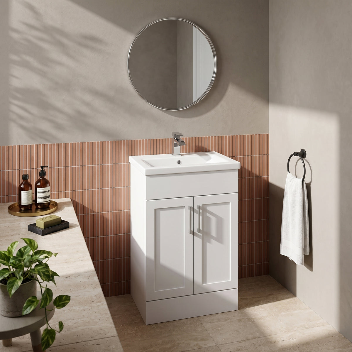 Fairford Union Style Shaker Matt White 500mm Full Depth Vanity Unit