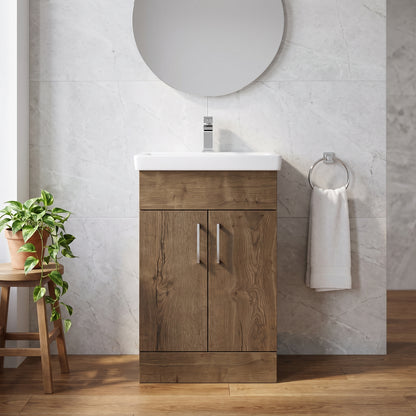 Fairford Union Style Slab Dark Oak 500mm Full Depth Vanity Unit