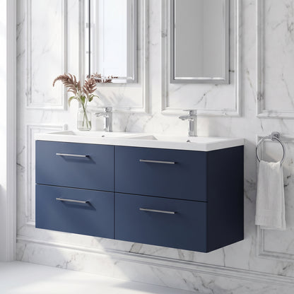 Fairford Aspri Midnight Blue 1200mm 4 Drawer Wall Hung Vanity Unit