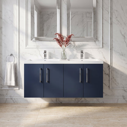 Fairford Aspri Midnight Blue 1200mm 4 Door Wall Hung Vanity Unit