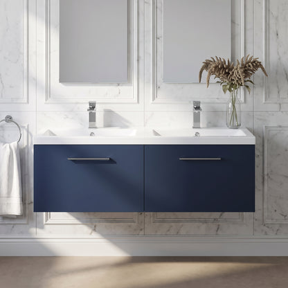 Fairford Aspri Midnight Blue 1200mm 2 Drawer Wall Hung Vanity Unit