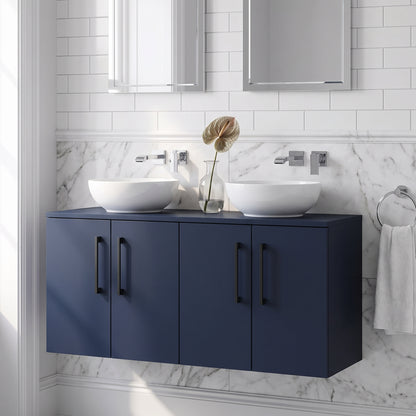 Fairford Aspri Midnight Blue 1200mm 4 Door Wall Hung Vanity Unit with Worktop