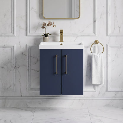 Fairford Aspri Midnight Blue 500mm 2 Door Wall Hung Vanity Unit