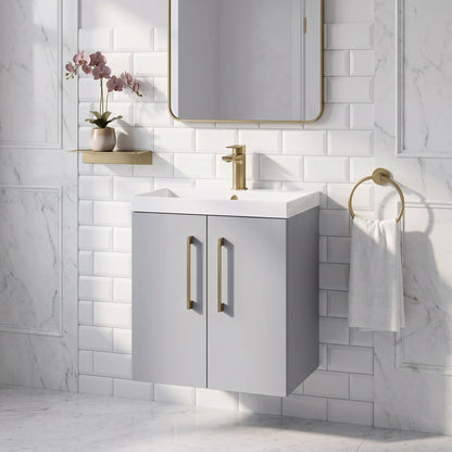 Fairford Aspri Satin Grey 500mm 2 Door Wall Hung Vanity Unit