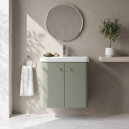 Fairford Crayo Satin Green 600mm 2 Door Wall Hung Vanity Unit