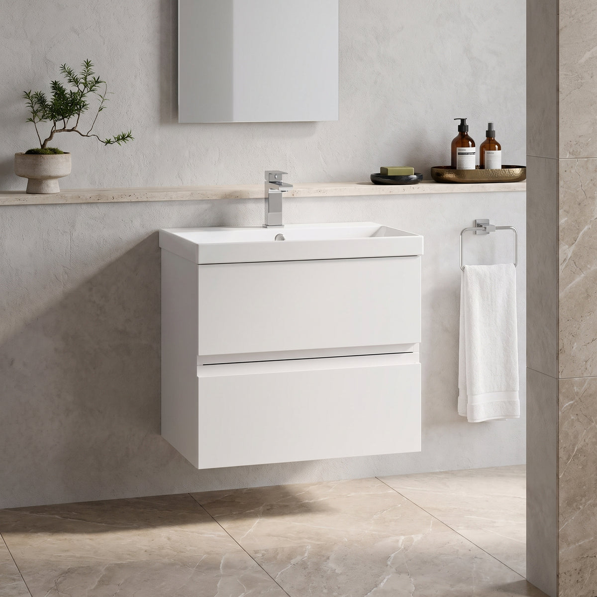Fairford Finesse 600mm Satin White Wall Hung Vanity Unit