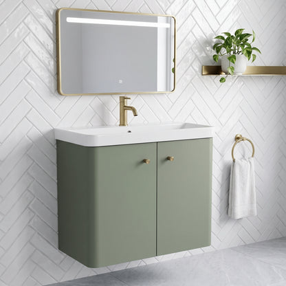 Fairford Crayo Satin Green 600mm 2 Door Wall Hung Vanity Unit