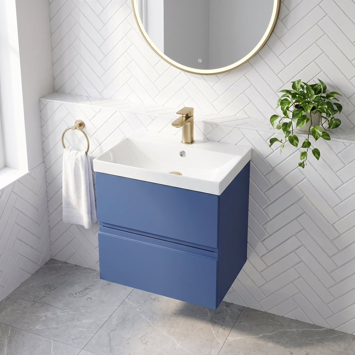 Fairford Finesse 500mm Satin Blue Wall Hung Vanity Unit