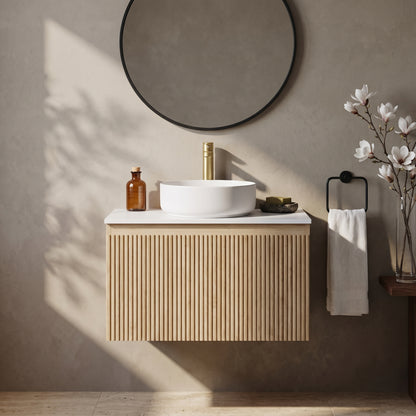 Fairford Sophia Country Oak 600mm Wall Hung Vanity Unit with Worktop