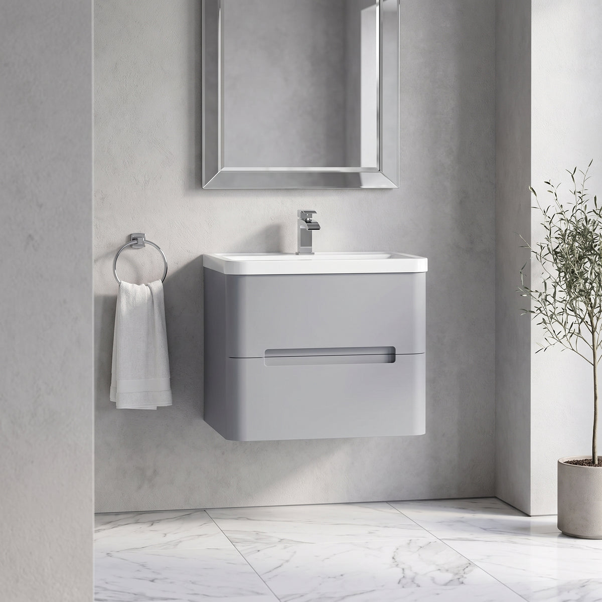 Fairford Rox 600mm Satin Grey Wall Hung Vanity Unit