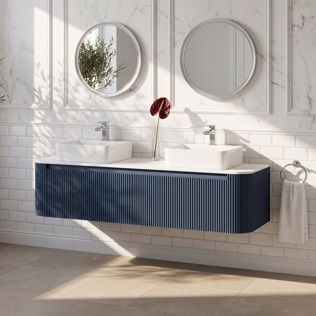 Fairford Sophia Midnight Shadow 1470mm Double Vanity Unit & Worktop