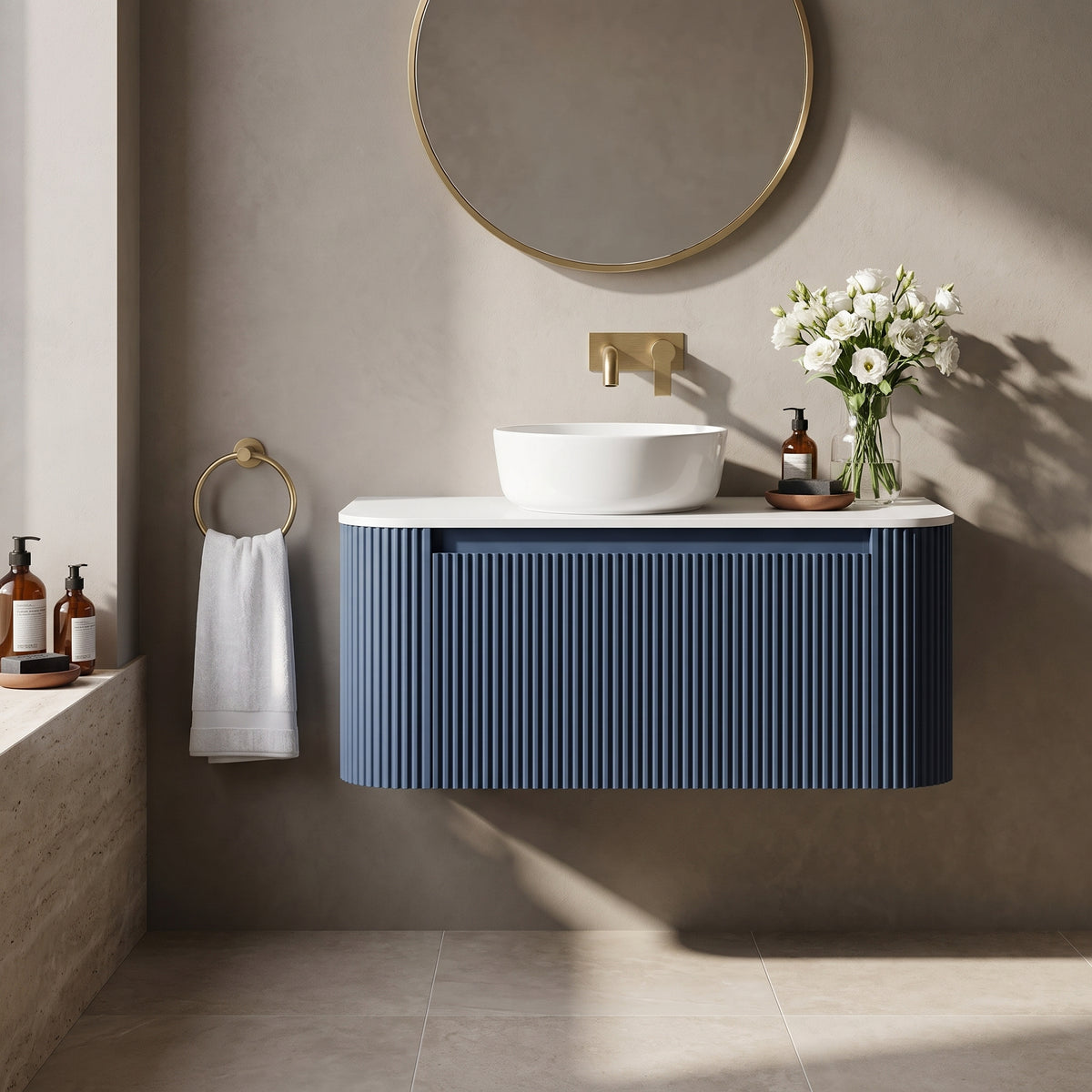 Fairford Sophia Midnight Shadow 870mm Wall Hung Vanity Unit with Worktop