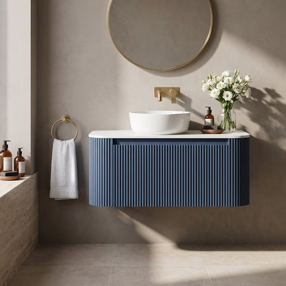 Fairford Sophia Midnight Shadow 870mm Wall Hung Vanity Unit with Worktop
