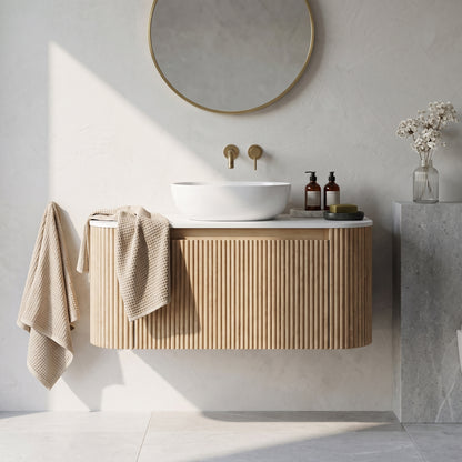 Fairford Sophia Country Oak 870mm Wall Hung Vanity Unit with Worktop
