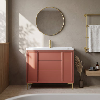 Fairford Elan Dusk Red 1000mm Floorstanding Vanity Unit with Brushed Brass Legs