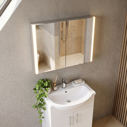 Added Fairford Zerna 800 x 600mm Double Door Mirror Cabinet, LED & Shaver Socket