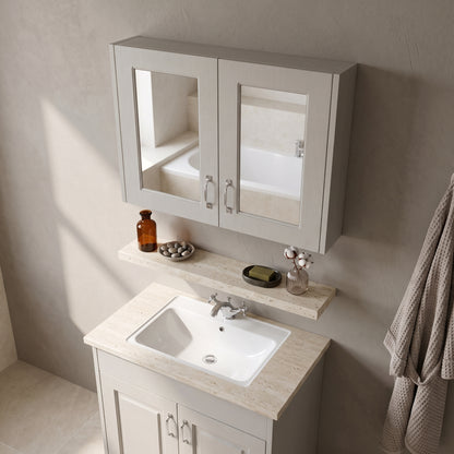 Double Door Mirror Unit Soft Grey