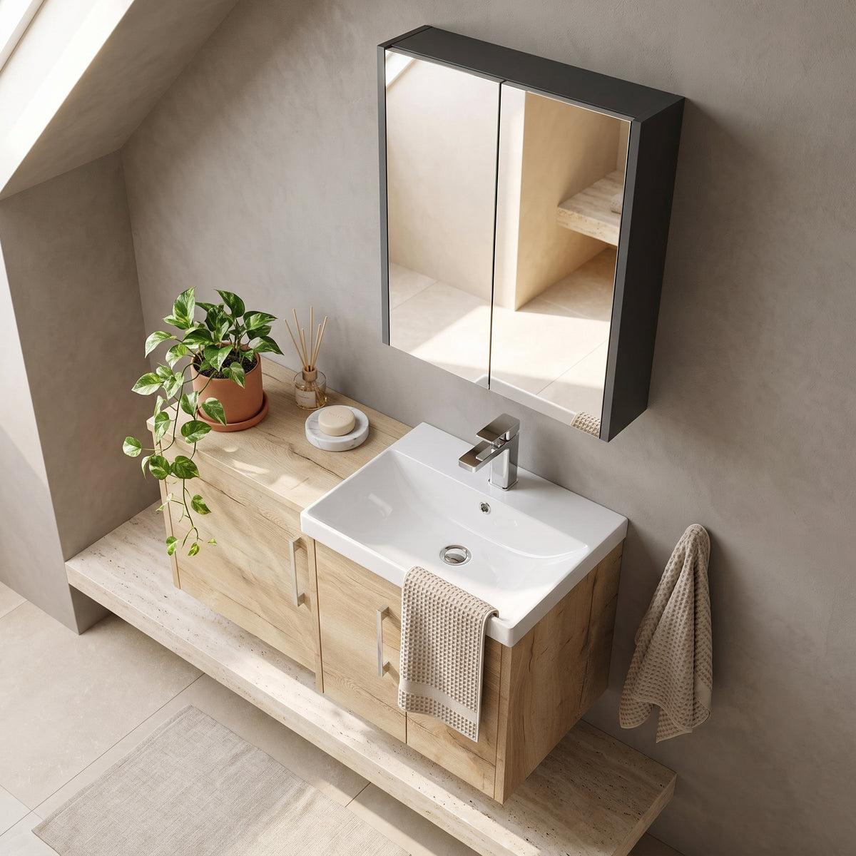 Fairford Aspri 2 600mm Anthracite Mirror Unit