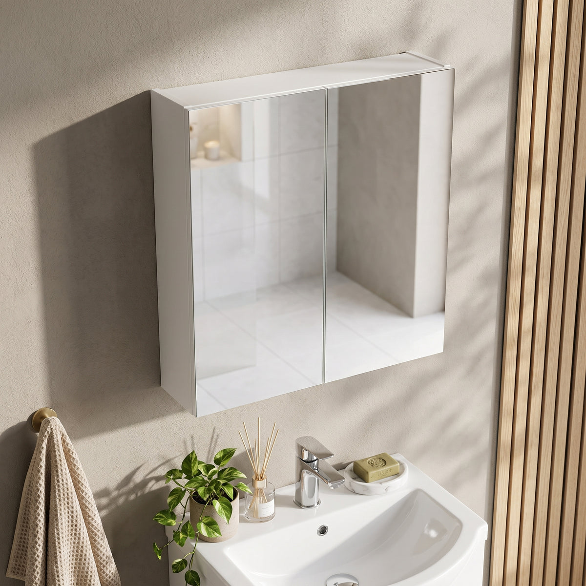 Fairford Aspri 2 600mm Gloss White Mirror Unit