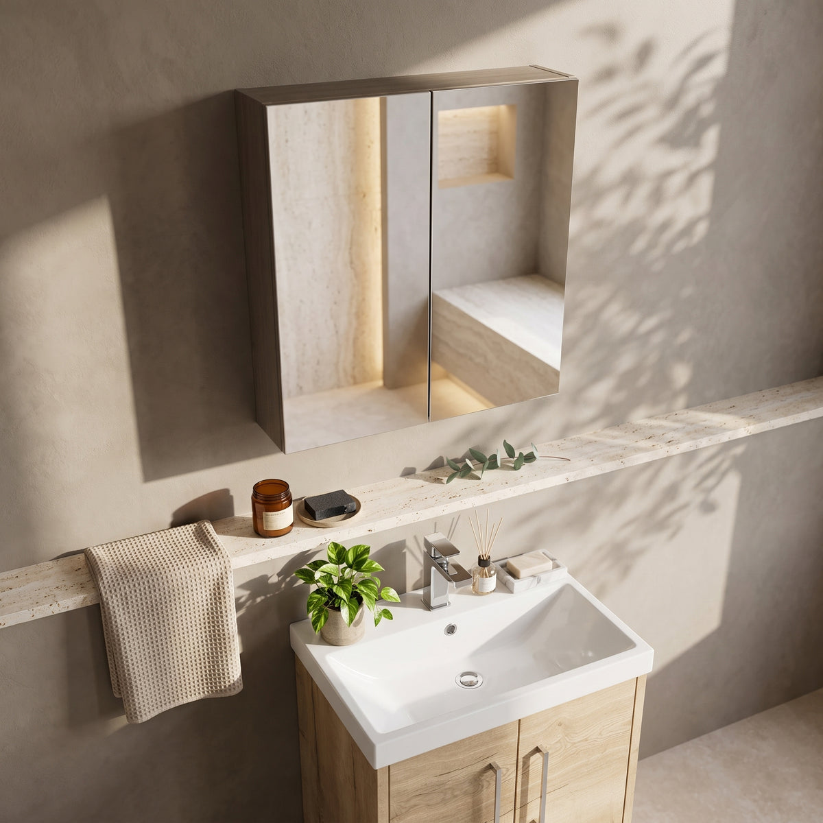 Fairford Aspri 2 600mm Solace Oak Mirror Unit