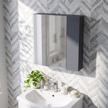 Fairford Aspri Soft Black 600mm Mirror Cabinet