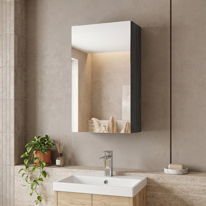 Fairford Union Anthracite Woodgrain 450mm Mirror Cabinet
