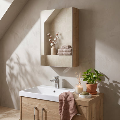 Fairford Union Style Slab Dark Oak 400mm Mirror Cabinet