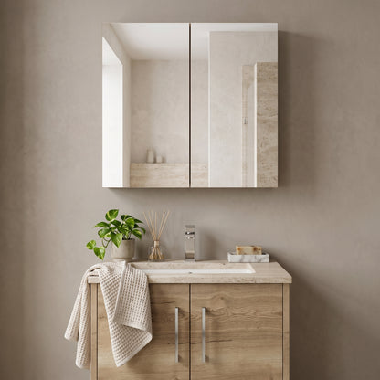Fairford Union Style Slab Dark Oak 600mm Mirror Cabinet