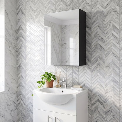 Fairford Union Style Slab Matt Soft Black 400mm Mirror Cabinet