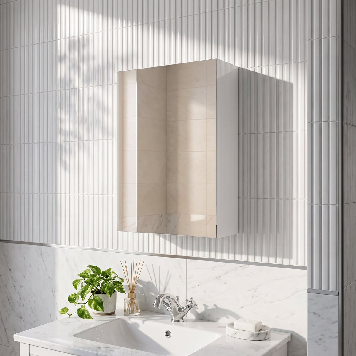 Fairford Union Gloss White 450mm Mirror Cabinet
