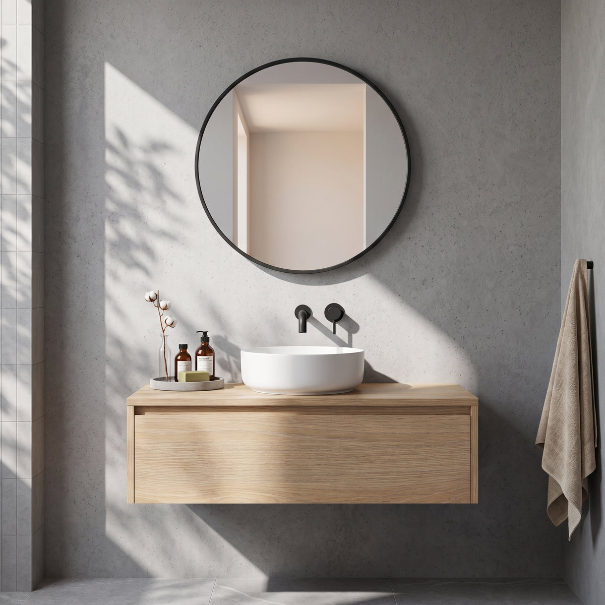 Fairford Macie Led Mirror - 600mm Wide - Matt Black