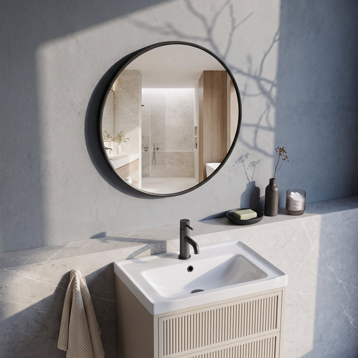 Fairford Macie Led Mirror - 600mm Wide - Matt Black