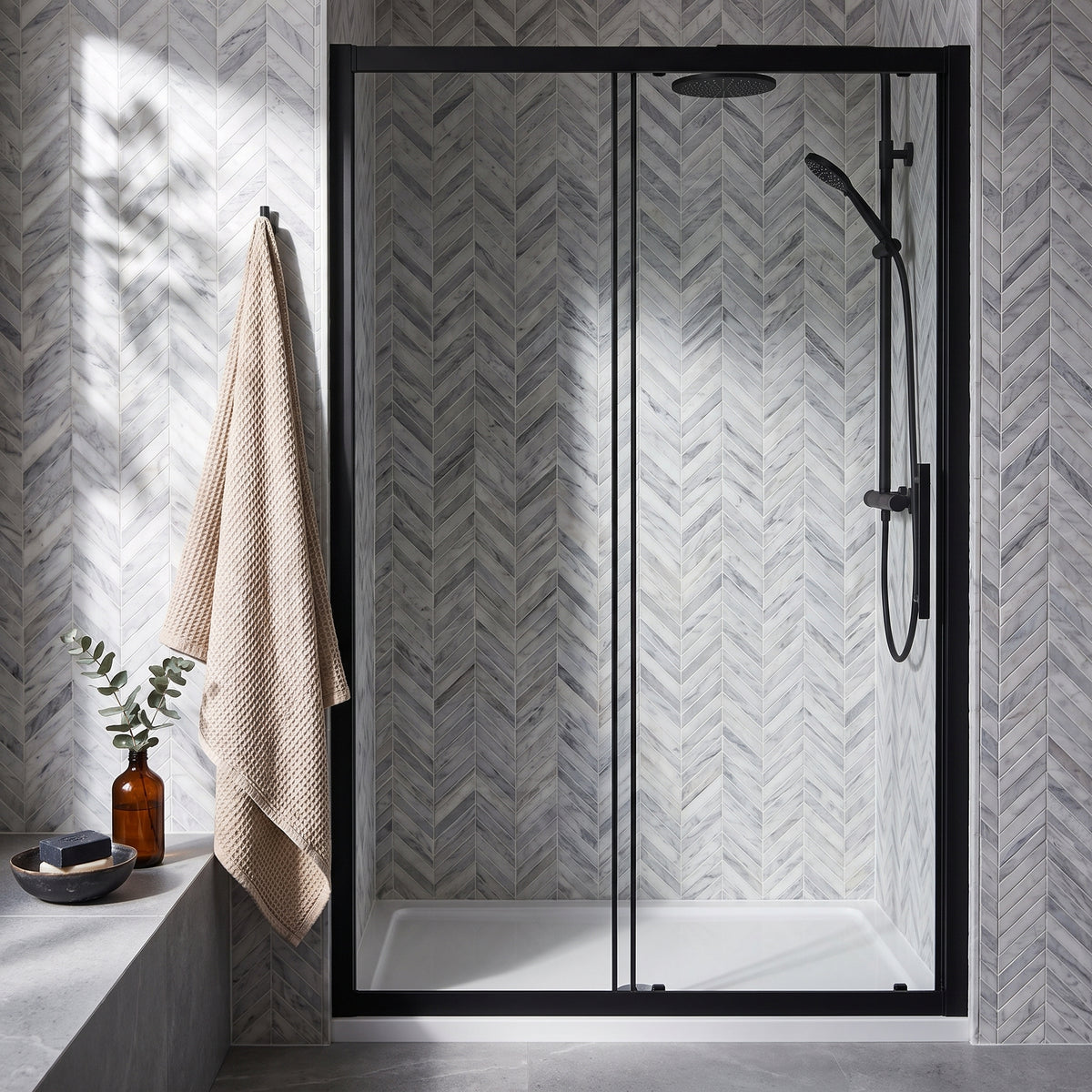 Fairford Pro 8mm 1700mm Matt Black Sliding Shower Door