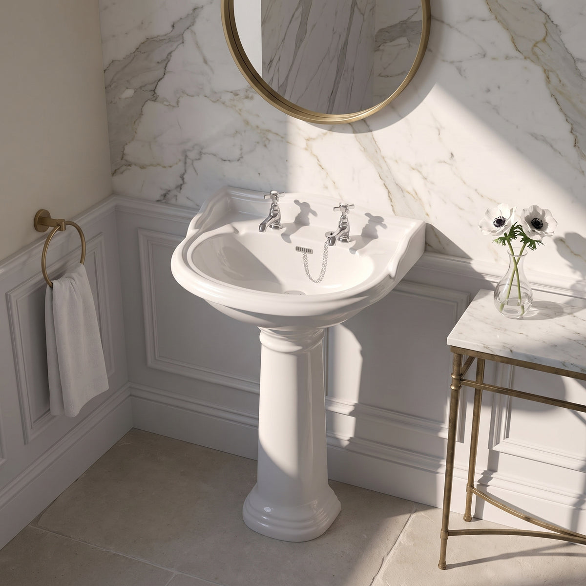 Fairford Winchester Pro 500mm 2 Tap Hole Basin and Pedestal