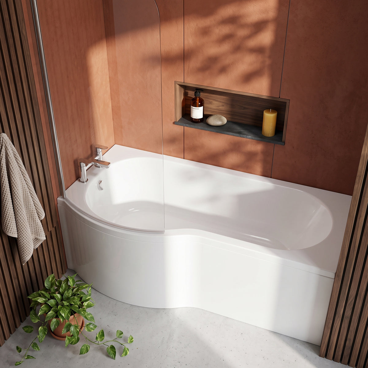 Fairford 1600 x 850mm Right Hand P Shaped Shower Bath