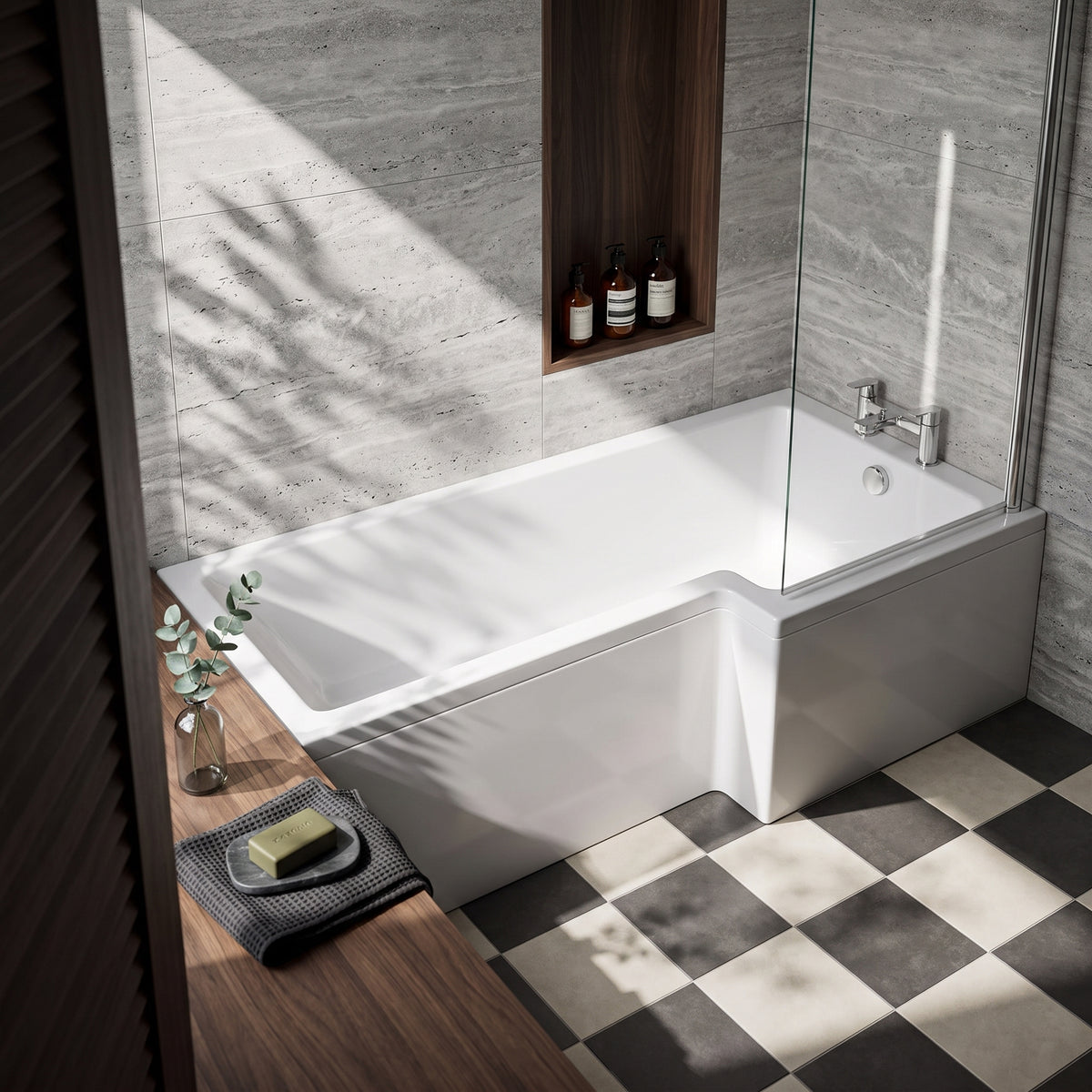 Fairford 1500 x 850mm L Shaped Right Hand Shower Bath