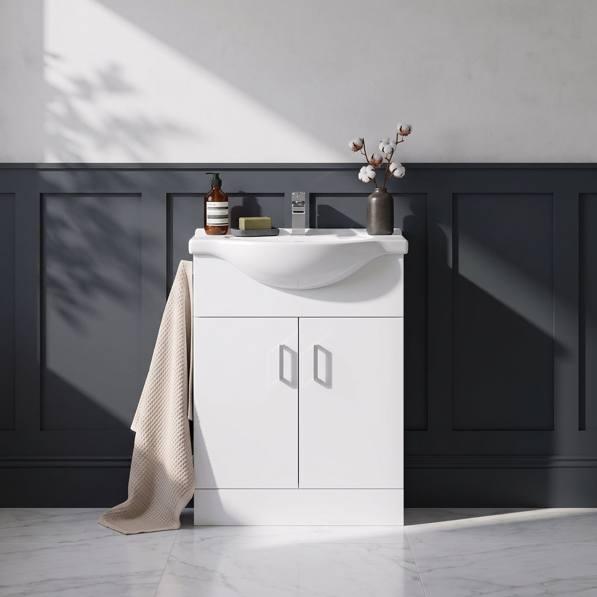 Fairford Opto 650mm Gloss White Vanity Unit