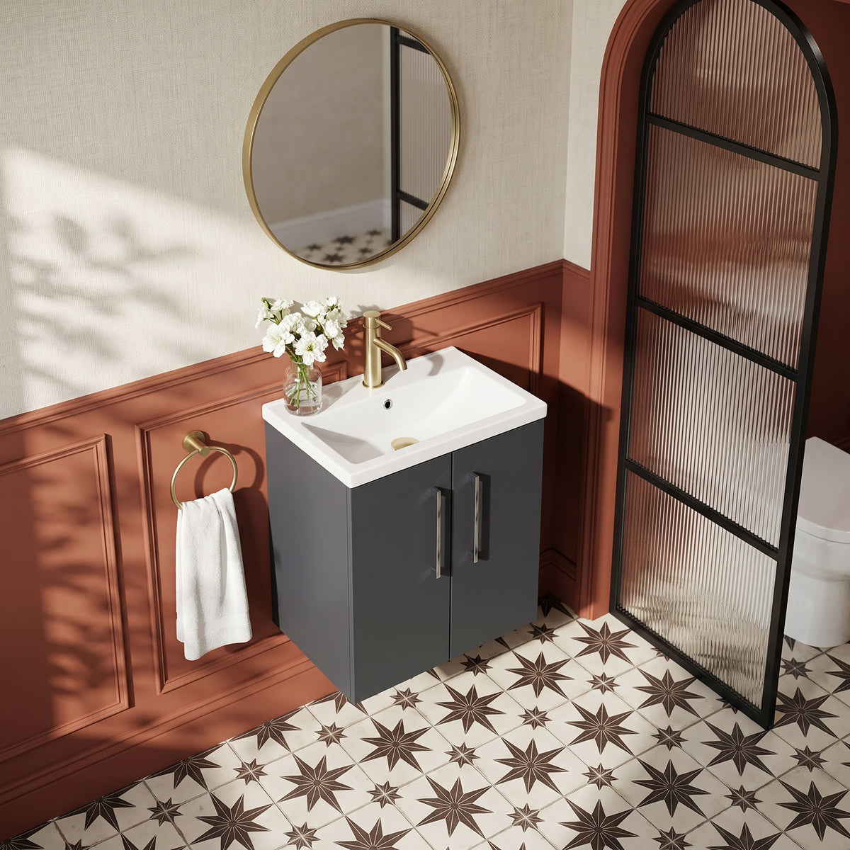 Fairford Aspri Soft Black 500mm 2 Door Wall Hung Vanity Unit