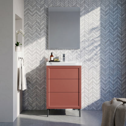 Fairford Elan Dusk Red 500mm Floorstanding Vanity Unit with Matt Black Legs