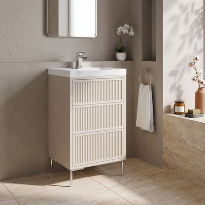 Fairford Elan Fluted Sandstone 500mm Floorstanding Vanity Unit with Chrome Legs