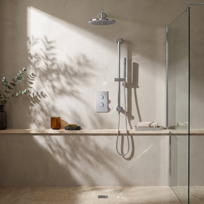 Fairford Element 7 Chrome Concealed Shower Kit with Overhead, Slide Rail and Overflow Filler