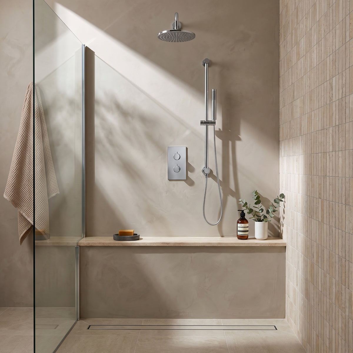 Fairford Element 7 Chrome Concealed Shower Kit with Overhead, Handset and Overflow Filler