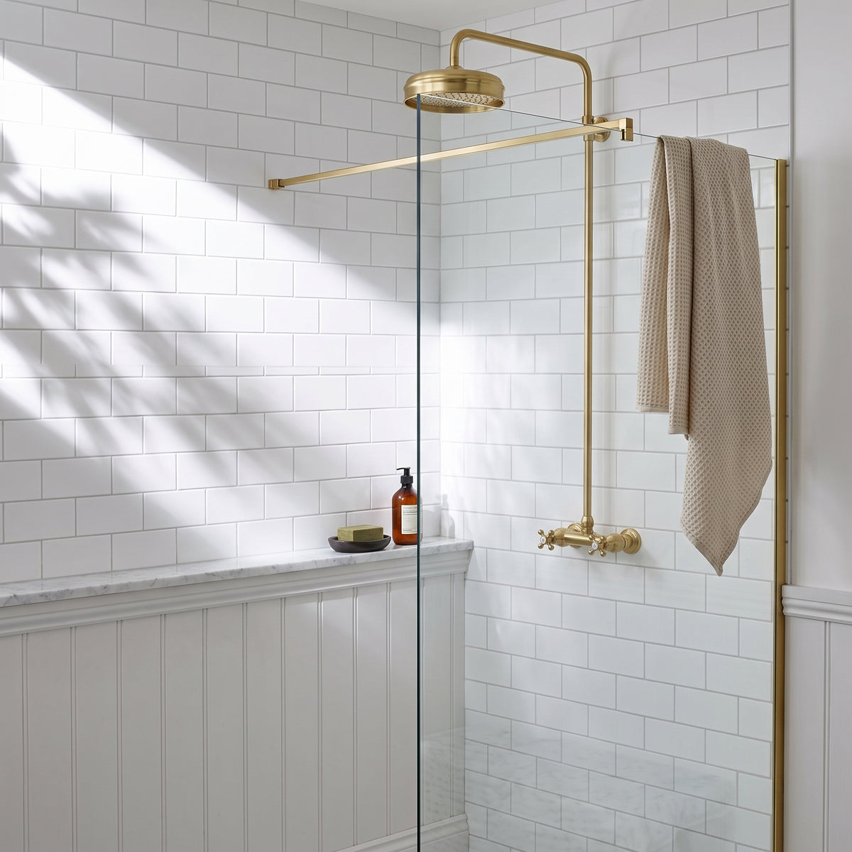 Fairford Winchester Brushed Brass Dual Outlet Bar Valve Shower Kit
